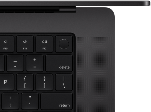 Top view of MacBook Pro keyboard with Touch ID